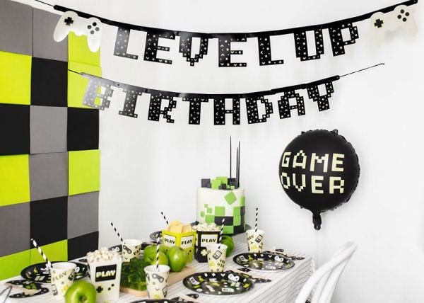 PartyDeco FB226, lekeballong, folie, svart, gul, bilde, fest, universell