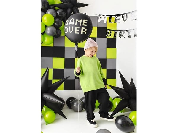 PartyDeco FB226, lekeballong, folie, svart, gul, bilde, fest, universell