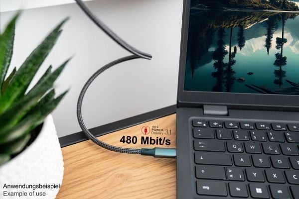 Good Connections USB 2.0 lade- og datakabel 240W USB-C hann til hann antrasitt 3m - Med høykvalitets USB 2.0 lade- og datakabel fra Good Connection...