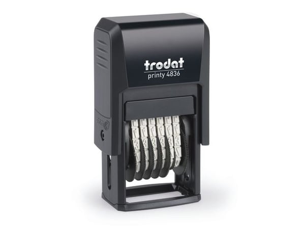 Trodat 4836, Blekkgjør seg selv, Nummerstempel, 3,8 x 21 mm, Sort, 41 mm, 25 mm