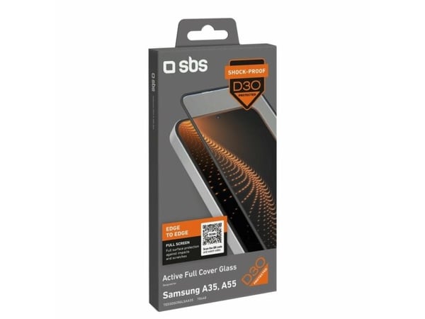 SBS TED3OSCRGLSAA35, Samsung, Galaxy A35, Galaxy A55, Fallbestandig, Slagbestandig, Ripebestandig, Sjokkresistent, Sort, Gjennomsiktig, 1 stykker