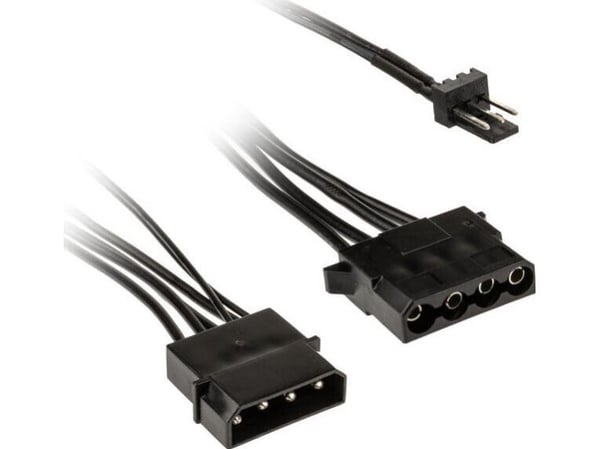 Kolink 3-pins vifte strømadapter til 2× 4-pins Molex, 245 mm, svart