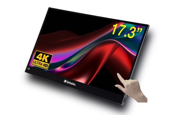 Verbatim PMT-17-4K - LCD-skjerm - 17.3" - portabel - berøringsskjerm - 3840 x 2160 4K - IPS - 400 cd/m² - 1200:1 - 6 ms - HDMI, 2xUSB-C