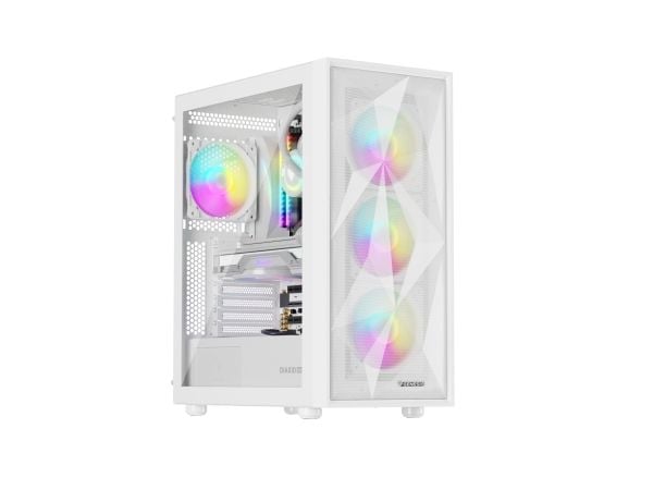 Genesis Diaxid 605 - Midi-tårn - ATX - sidepanel med vindu (herdet glass) - ingen strømforsyning (ATX) - hvit - USB/lyd
