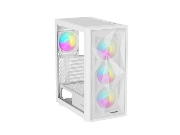 Genesis Diaxid 605 - Midi-tårn - ATX - sidepanel med vindu (herdet glass) - ingen strømforsyning (ATX) - hvit - USB/lyd