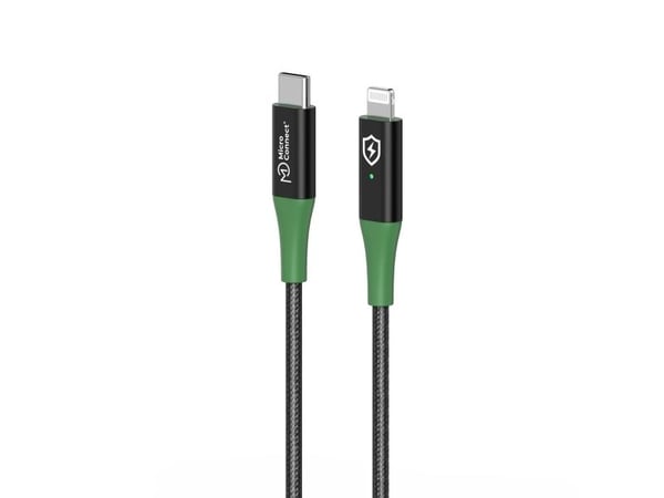 Microconnect MC-SMART USB C-L-2, 2 m, Lightning, USB C, Uros, Uros, musta, Vihreä