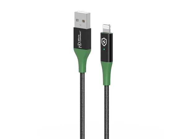 Microconnect MC-SMART USB A-L-2, 2 m, USB A, Lightning, Uros, Uros, musta, Vihreä
