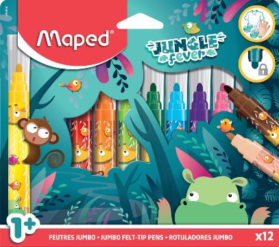 Maped Jungle Fever, Kraftig, 12 farger, Projektil spiss, Flerfarget