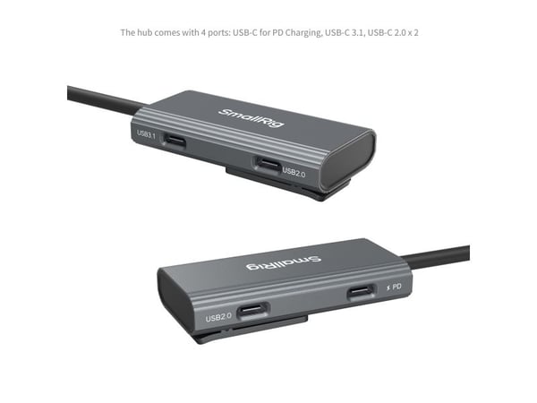 SmallRig 4598, USB 2.0, USB 3.2 Gen 1 (3.1 Gen 1) Type-A, 1250 Mbit/s, Grå, 100 W, 5 V, 2/3 A