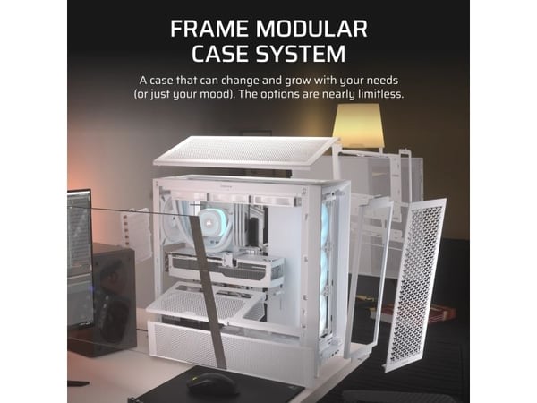 CORSAIR FRAME 4000D RS ARGB - Midi-tårn gaming - utvidet ATX (E-ATX) - sidepanel med vindu (herdet glass) - ingen strømforsyning (ATX) - hvit - USB...
