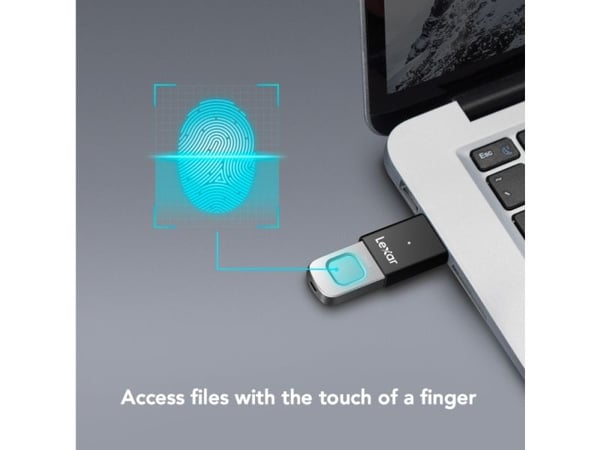 Lexar JumpDrive Fingerprint F35 PRO - USB-flashstasjon - kryptert - 64 GB - USB 3.2 Gen 1