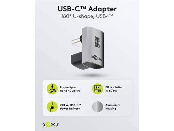 Goobay 74445, USB-C, USB-C, Silver
