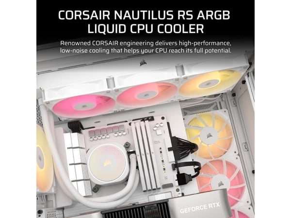Corsair Nautilus 360 RS ARGB Liquid, All-in-one-nesteenjäähdytin, 1700 RPM, Valkoinen