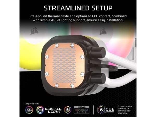 Corsair Nautilus 360 RS ARGB Liquid, All-in-one-nesteenjäähdytin, 1700 RPM, Valkoinen