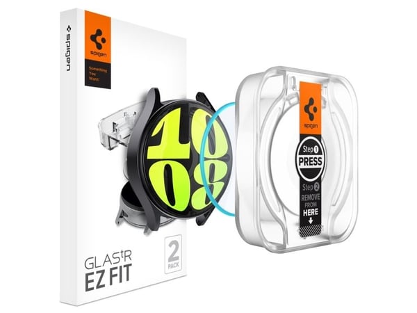 Spigen GLAS.tR EZ Fit, Skjermbeskytter, Smartklokke, Gjennomsiktig, Samsung, Galaxy Watch 7 (44mm), Herdet glass