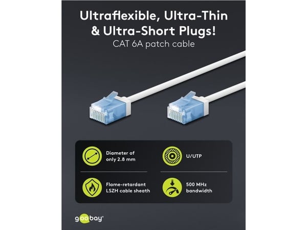 Goobay 74301, 10 m, Cat6a, U/UTP (UTP), RJ-45, RJ-45, Hvit