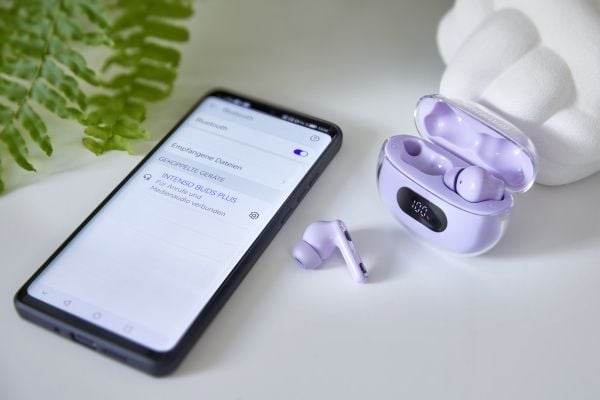 Intenso T310AE - True wireless-hodetelefoner med mikrofon - i øret - Bluetooth - aktiv støydemping - purpur