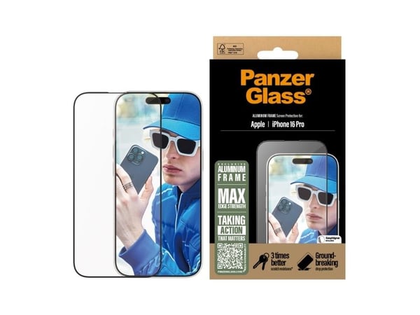 PanzerGlass - Skjermbeskyttelse for mobiltelefon - ultrabred passform - glass - rammefarge svart