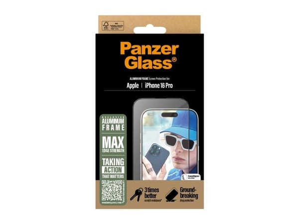 PanzerGlass - Skjermbeskyttelse for mobiltelefon - ultrabred passform - glass - rammefarge svart