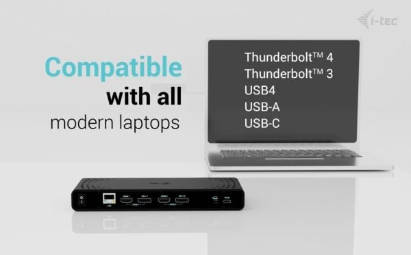 i-Tec - Dockningsstation - USB-C / USB4 / Thunderbolt 3 / Thunderbolt 4 - 2 x HDMI, 2 x DP++ - 1GbE