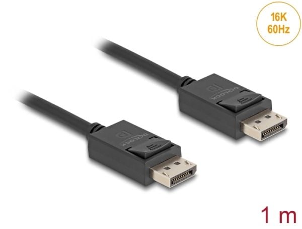 Delock - DisplayPort-kabel - DisplayPort (hann) låst til DisplayPort (hann) låst - DisplayPort 2.1 - 1 m - up to 80 Gbps data transfer rate, 16K 60...