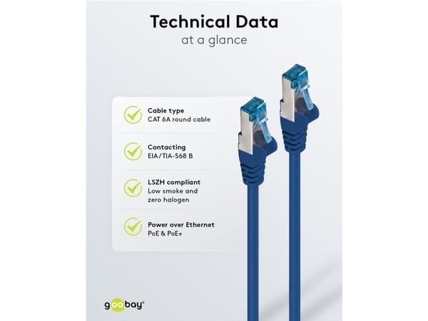 Goobay 67532, 5 m, Cat6a, S/FTP (S-STP), RJ-45, RJ-45, Blå