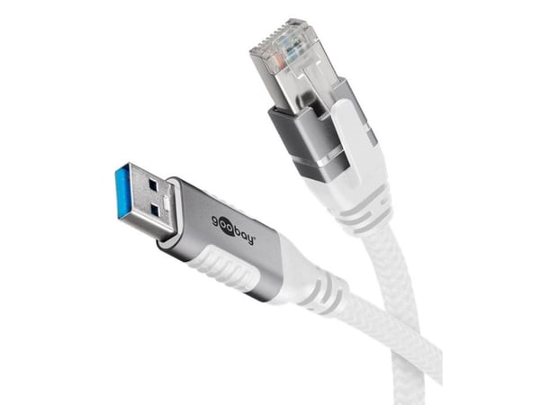 Goobay 74160, 3 m, Cat6, F/UTP (FTP), USB A, RJ-45, Valkoinen