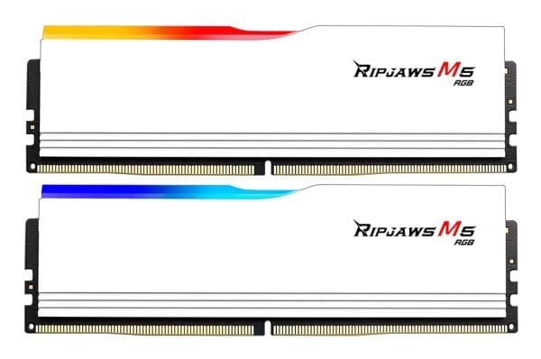 G.Skill Ripjaws M5 RGB - DDR5 - sett - 48 GB: 2 x 24 GB - DIMM 288-pin - 5200 MT/s / PC5-41600 - CL40 - 1.10 V - ikke-bufret - ikke-ECC - matt hvit