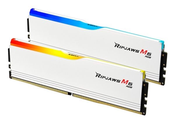 G.Skill Ripjaws M5 RGB - DDR5 - sett - 48 GB: 2 x 24 GB - DIMM 288-pin - 5200 MT/s / PC5-41600 - CL40 - 1.10 V - ikke-bufret - ikke-ECC - matt hvit