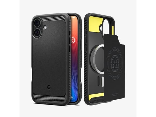 Spigen Rugged Armor (MagFit), Etui, Apple, iPhone 16 Plus, 17 cm (6.7"), Sort