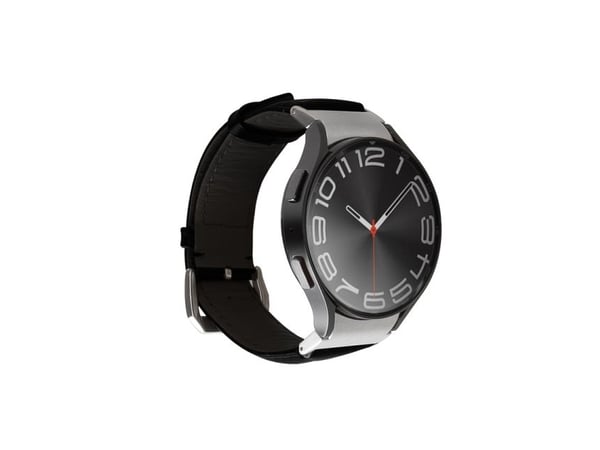 PURO PUGW6CLASSICBLK, Klokkereim, Samsung, Galaxy Watch 4 / Watch 4 Classic / Watch 5 / Watch 5 Pro / Watch 6 / Watch 6 Classic, Lær, Metall, Sølv