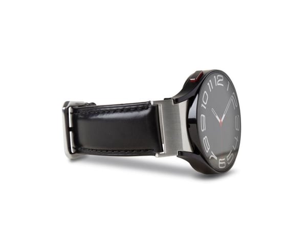 PURO PUGW6CLASSICBLK, Klokkereim, Samsung, Galaxy Watch 4 / Watch 4 Classic / Watch 5 / Watch 5 Pro / Watch 6 / Watch 6 Classic, Lær, Metall, Sølv