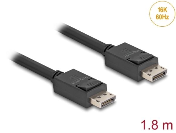 Delock - DisplayPort-kabel - DisplayPort (hann) låst til DisplayPort (hann) låst - DisplayPort 2.1 - 1.8 m - up to 80 Gbps data transfer rate, 16 K...