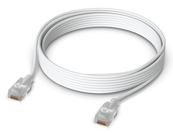 Ubiquiti UniFi - Koblingskabel - RJ-45 (hann) til RJ-45 (hann) - 5 m - 2.5 mm - CAT 6 - formstøpt, Etherlighting technology, nano-thin - hvit