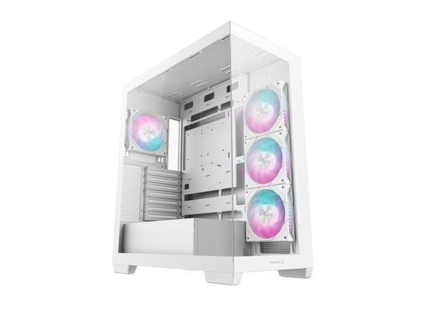 DeepCool CG580 4F WH - Tower - ATX - sidepanel med vindu (herdet glass) - ingen strømforsyning (ATX / PS/2) - hvit - USB/lyd