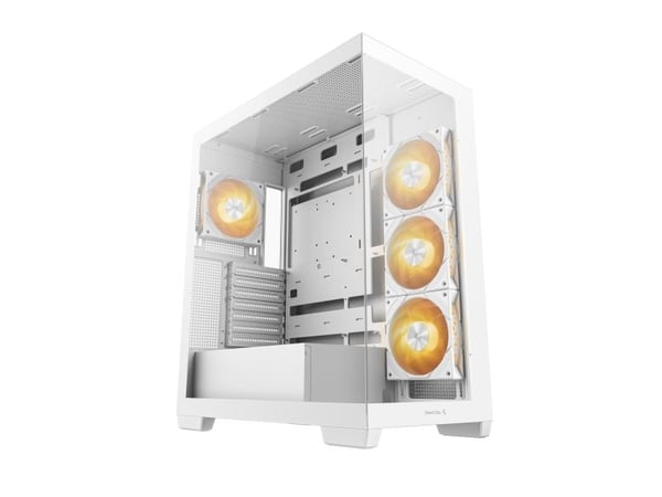 DeepCool CG580 4F WH - Tower - ATX - sidepanel med vindu (herdet glass) - ingen strømforsyning (ATX / PS/2) - hvit - USB/lyd