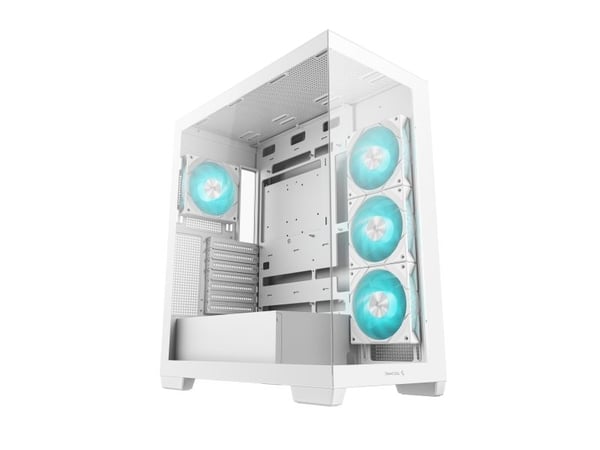 DeepCool CG580 4F WH - Tower - ATX - sidepanel med vindu (herdet glass) - ingen strømforsyning (ATX / PS/2) - hvit - USB/lyd
