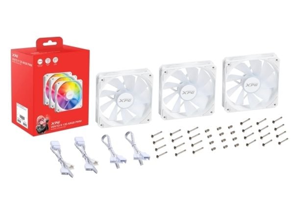 XPG VENTO R 120 ARGB PWM, vifte, 12 cm, 300 rpm, 1650 rpm, 62,33 CFM, hvit
