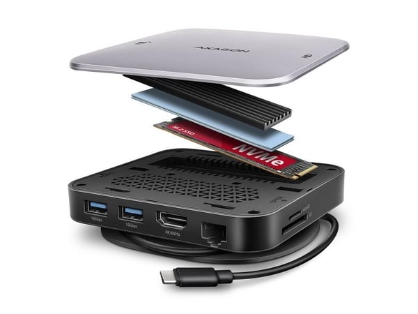 AXAGON HMC-UFO - Dokkingstasjon - for bærbar, smarttelefon, skrivebord - USB-C 3.2 Gen 2 - HDMI - 1GbE