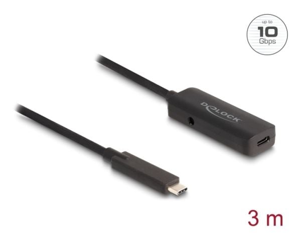 Delockin aktiivinen USB 10 Gbps -jatkojohto USB Type-C 3 m