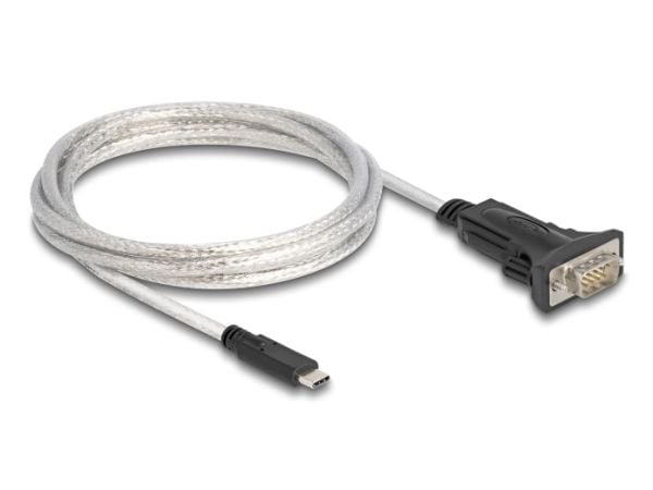 DeLOCK 64270, musta, Läpinäkyvä, 2 m, USB Type-C, DB-9, Uros, Uros/naaras