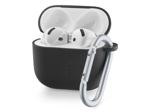 Cellularline 8018080489624, Overtrekk, Svart, Apple, AirPods 4, AirPods 4 ANC, Silikon, Skittbestandig, Fallbestandig, Ripebestandig