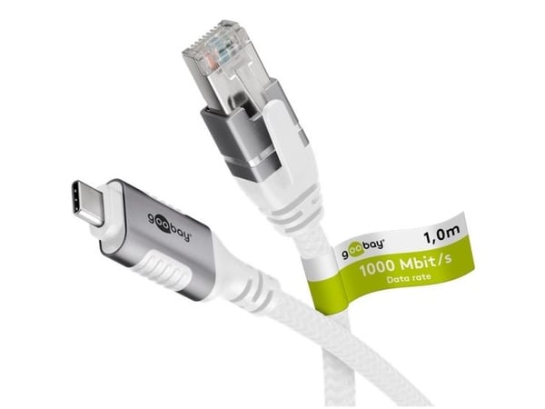 Goobay 74166, 1,5 m, Cat6, F/UTP (FTP), USB C, RJ-45, Valkoinen