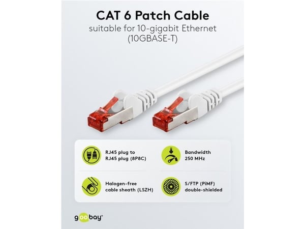 Goobay 66645, 5 m, Cat6, S/FTP (S-STP), RJ-45, RJ-45, Rød, Hvit