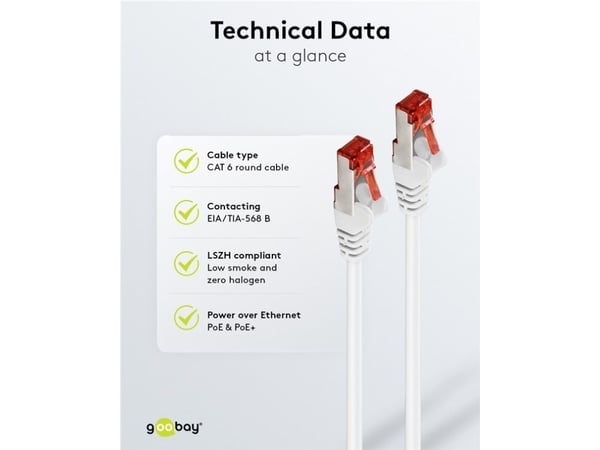 Goobay 66645, 5 m, Cat6, S/FTP (S-STP), RJ-45, RJ-45, Rød, Hvit