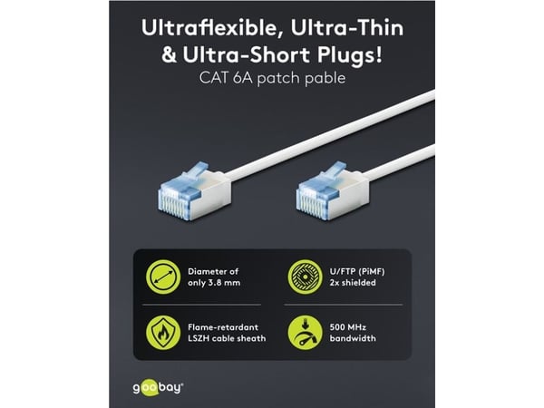 Goobay 74340, 10 m, Cat6a, U/FTP (STP), RJ-45, RJ-45, Vit