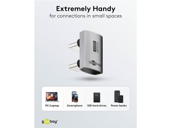 Goobay 74446, USB-C, USB-C, Silver