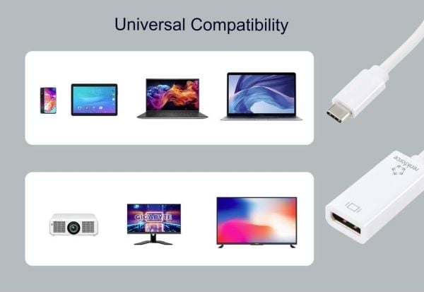 Renkforce RF-6056894, USB-C, DisplayPort, 0,15 m, Hvit