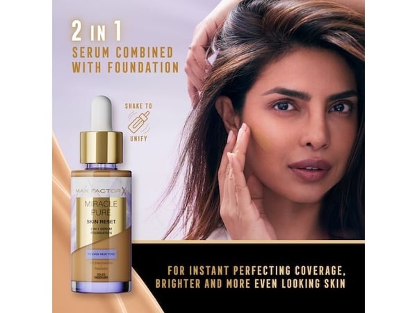 Max Factor Miracle Pure 2in1 Skin Reset, Dropper Bottle, Flytende, Sensitiv hud, Toning, Lys, Medium, Beige