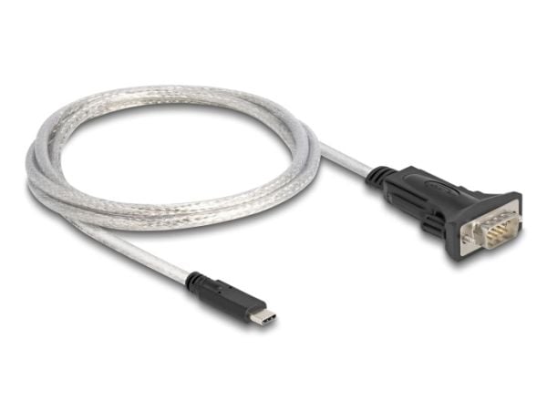 DeLOCK 64269, musta, Läpinäkyvä, 1 m, USB Type-C, DB-9, Uros, Uros/naaras